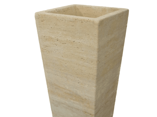 Travertine Square stone planter for landscaping and decorative use in Texas