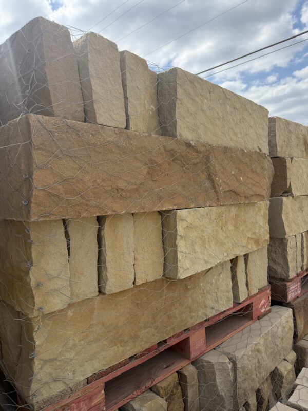 Pecan tan chop stone for a stone fire pit wall in DFW