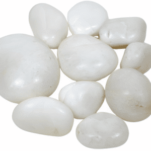 Polished white decorative stones for landscaping and garden accents in Texas
