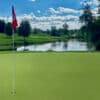 Putting Green Turf 78 with golf hole and flagstick, designed for golf courses and backyard greens in Texas.