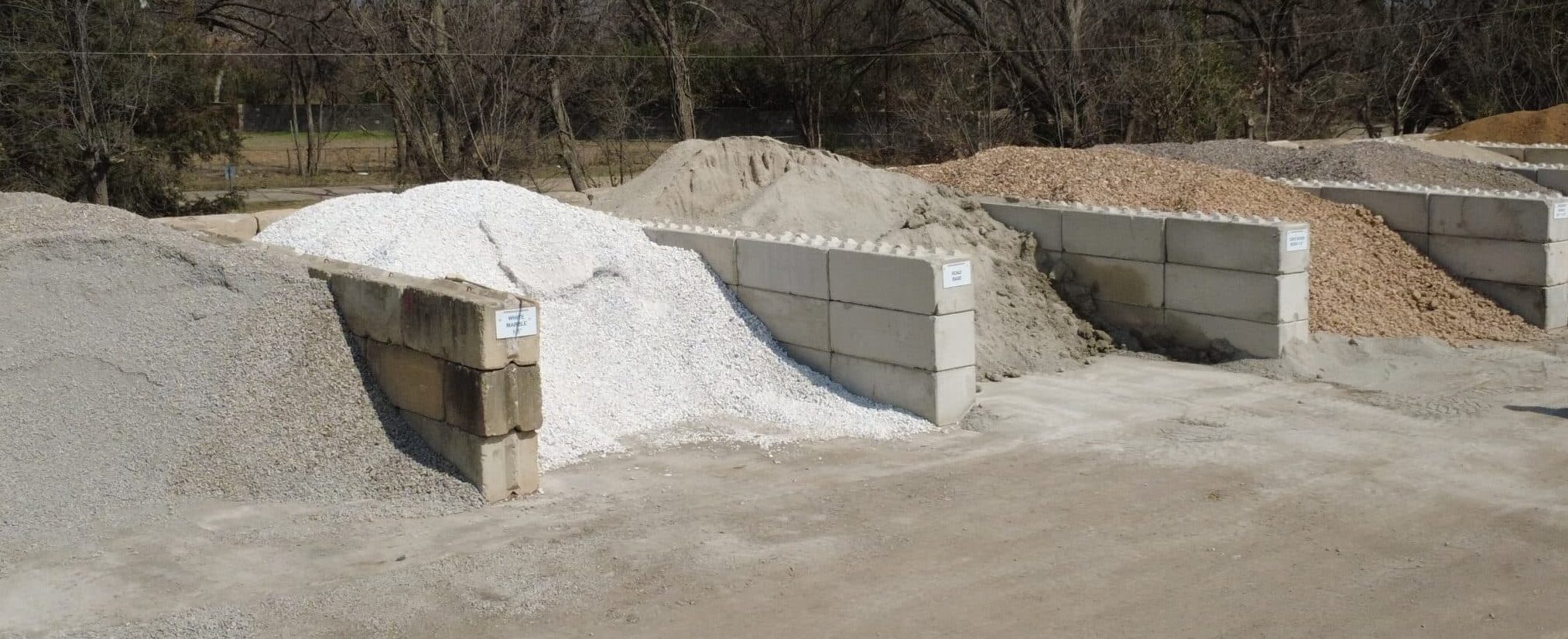 Aerial view of stone piles at the Chesshir yard on Bickham Road